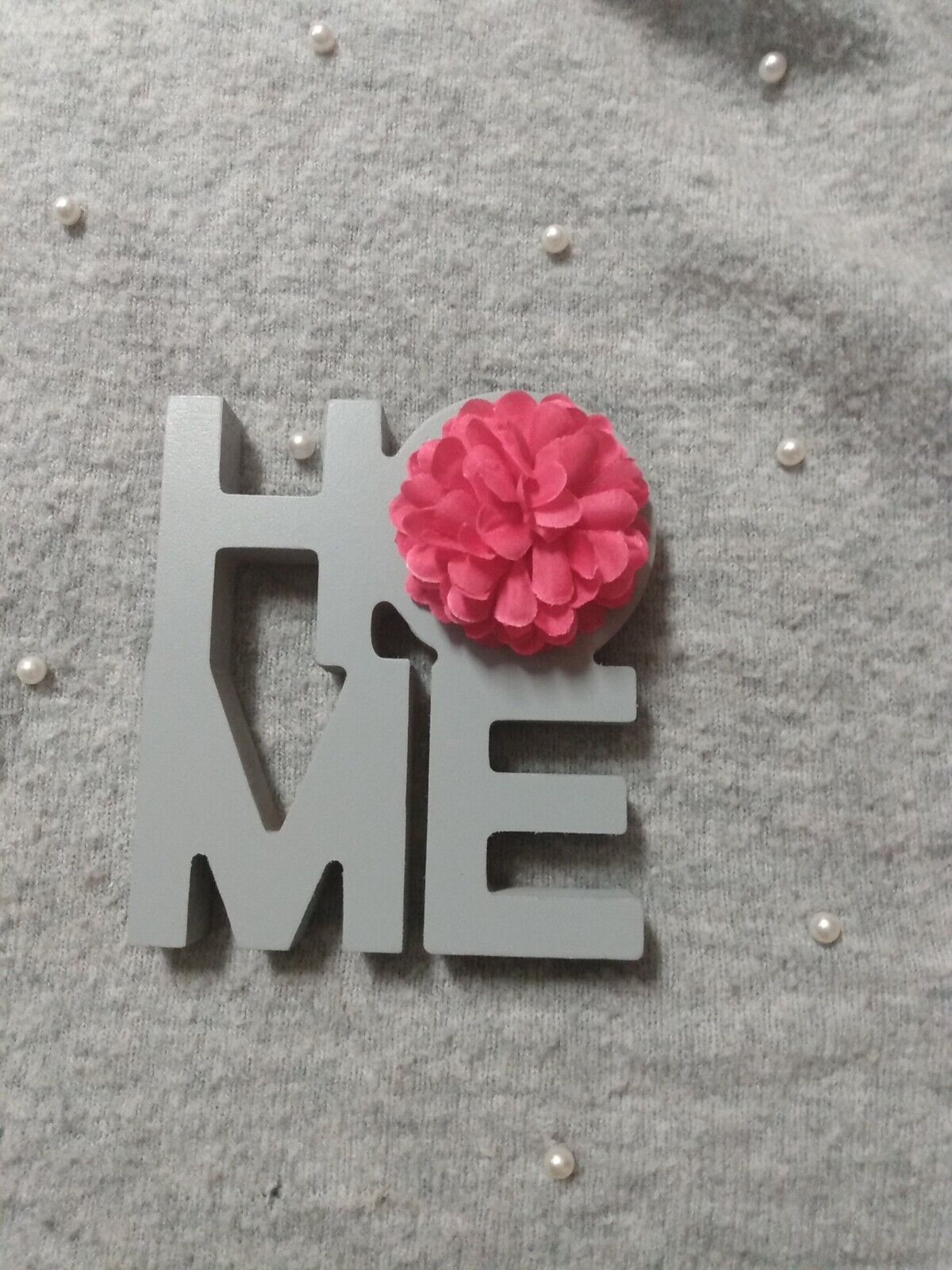 Wooden Home Decor With A Rose Attached To The Word "home