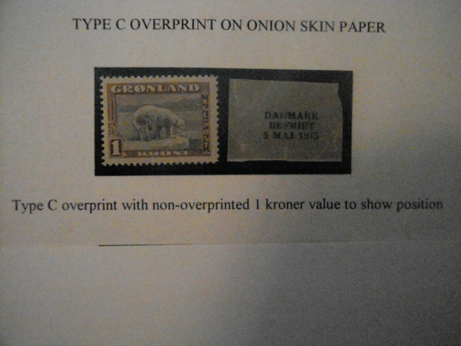 Greenland 1945 American Issue "onion Skin Paper Overprint " For 1 Kroner P. Bear