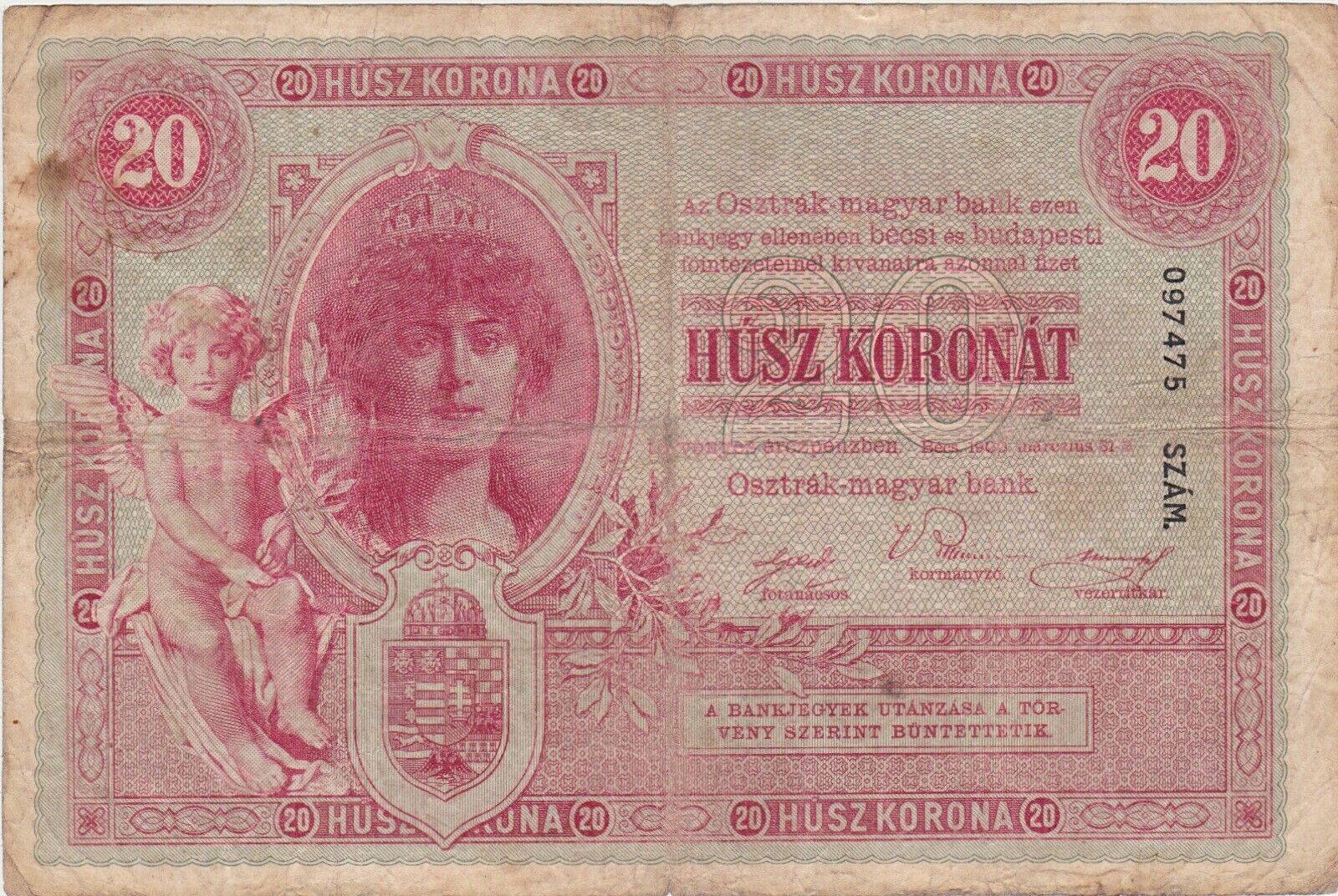 Austria Hungary 20 Kronen Korona Koronat 1900 F