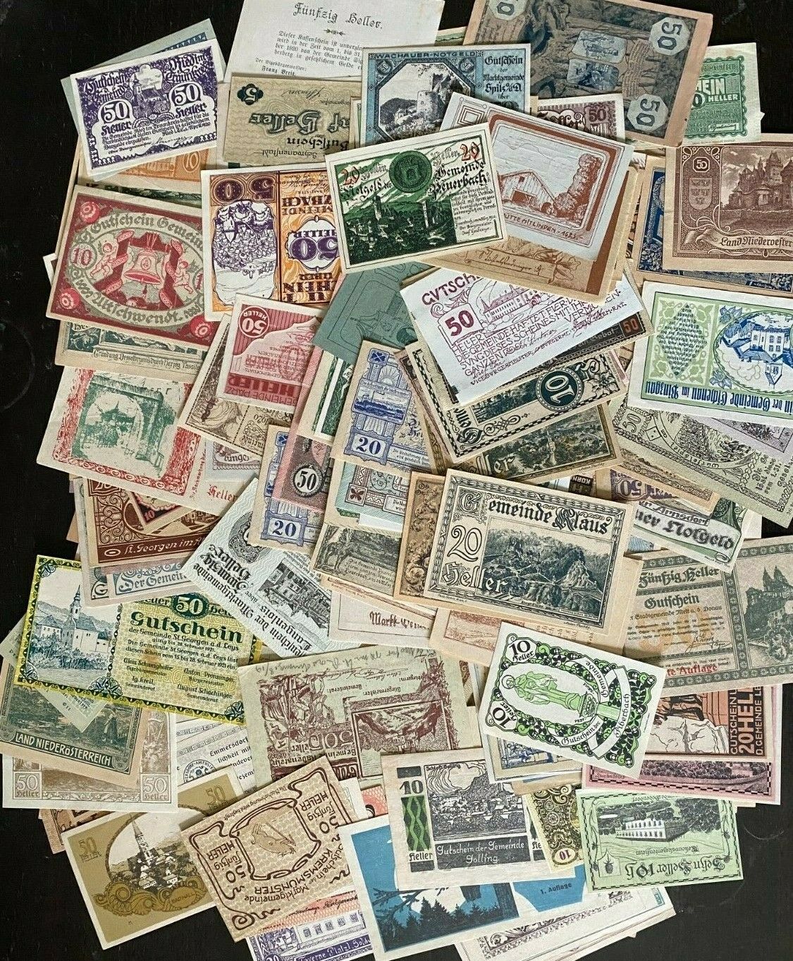 Austria  Notgeld  Super Lot  500 Banknotes  Mostly Different  1920's   Xf/unc