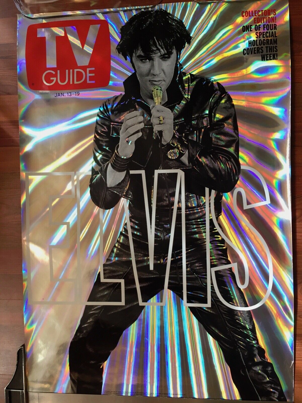 Very Rare Holographic Tv Guide Elvis Poster, 27x39