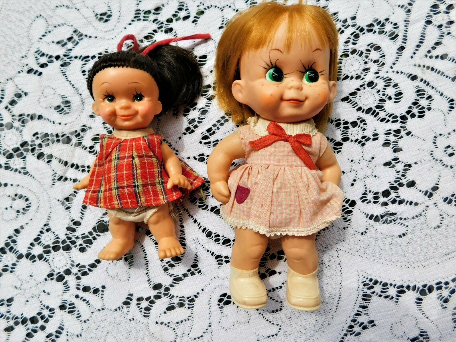 Two Vintage 1960's Plastic Poseable Dolls Japan And Hong Kong