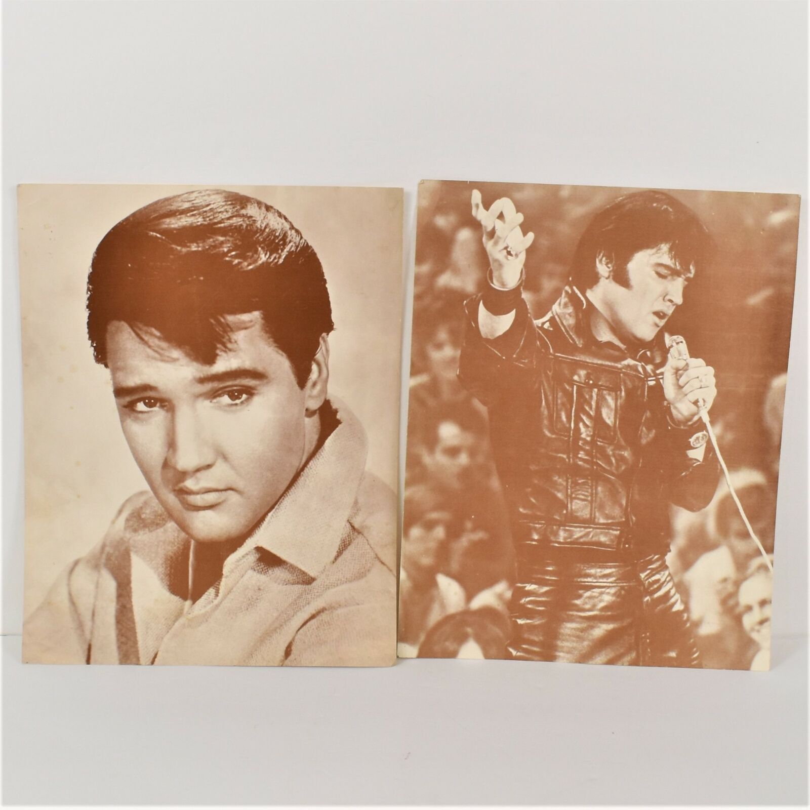 Set Of 2  11 X 14 Sepia Tone Elvis Pictures  Preowned