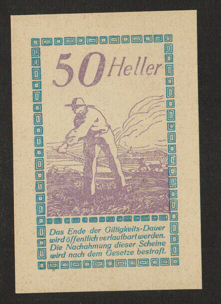 Austria Notgeld 50 Heller Pischelsdorf 1920 Unc