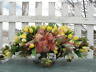Funeral Caskets Grave Tombstone Saddle Green W/ Yellow Tulips Or Red White Pink