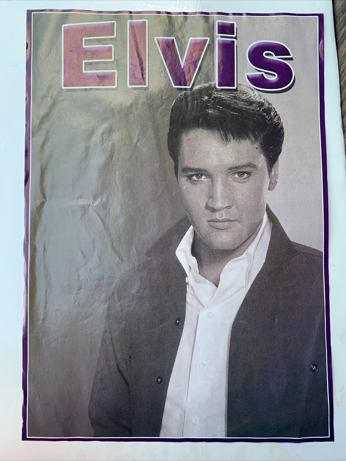 Vintage Poster Of Elvis Presley Standing Black White 16x11in