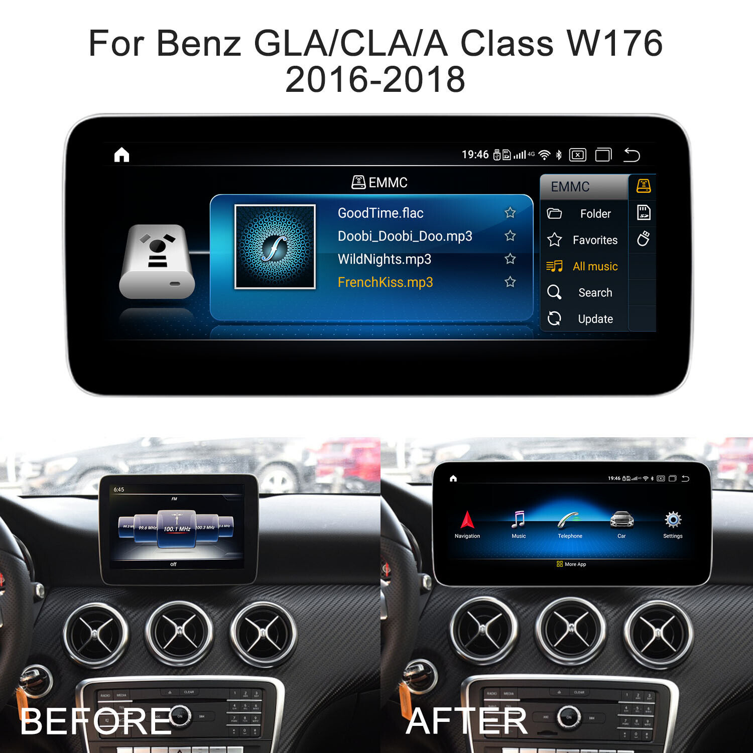 12.3in Android12 Screen Display Radio Gps Mercedes Benz Gla/cla/a W176 W117 Ntg5