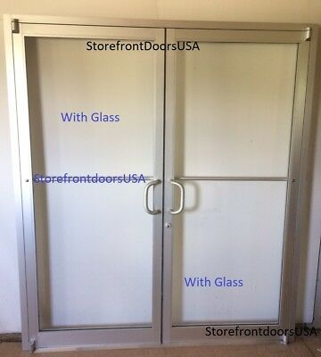 Commercial Storefront Double Door, Frame & Closer 6'0 X7'0, Clear Finish W/glass