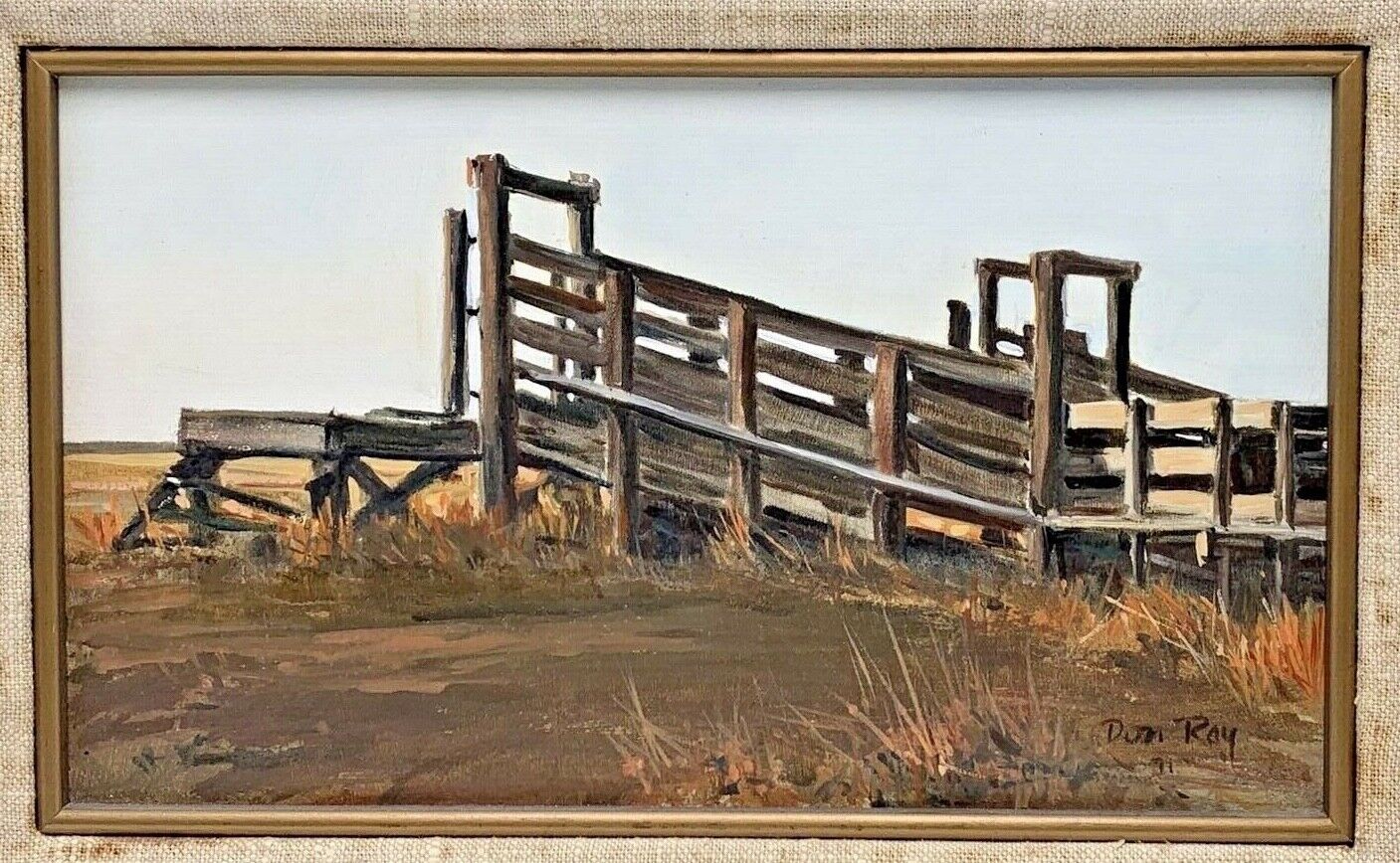 Western Artist Don Ray (1937-2006) Oil On Canvas 1971 J. A. Loading Shoots