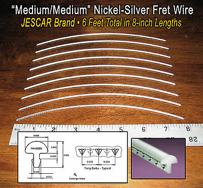 6 Feet Of Medium/medium Premium Jescar Nickel-silver Guitar Fret Wire/frets
