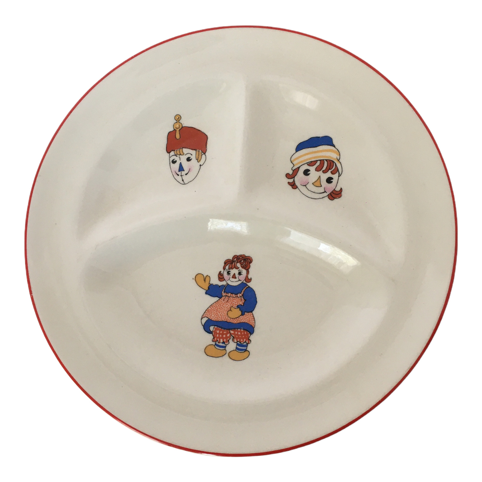 Raggedy Ann And Andy Children's Divided Plate Vintage 1941 Crooksville Ceramic