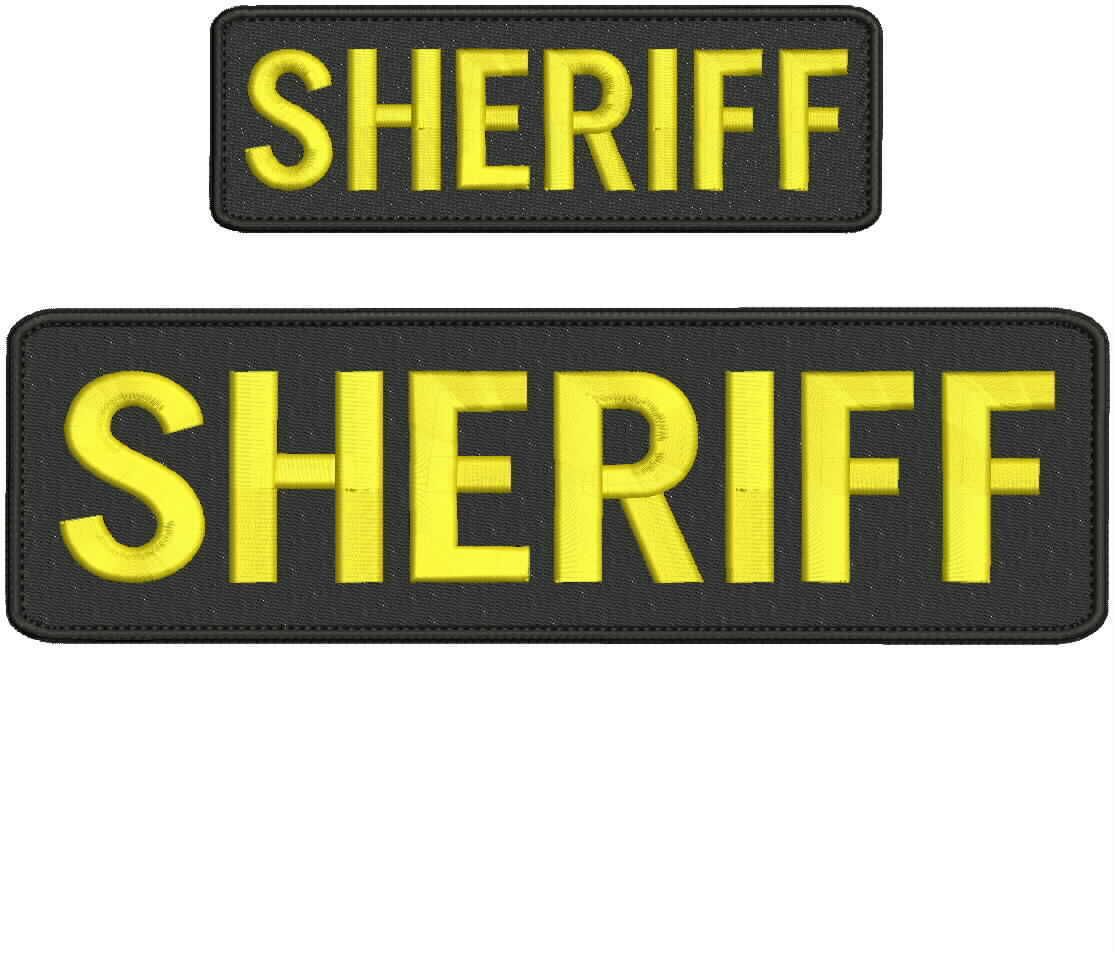 "sheriff" Embroidery Patch  3x10 And 2x6 Inches Hook Gold